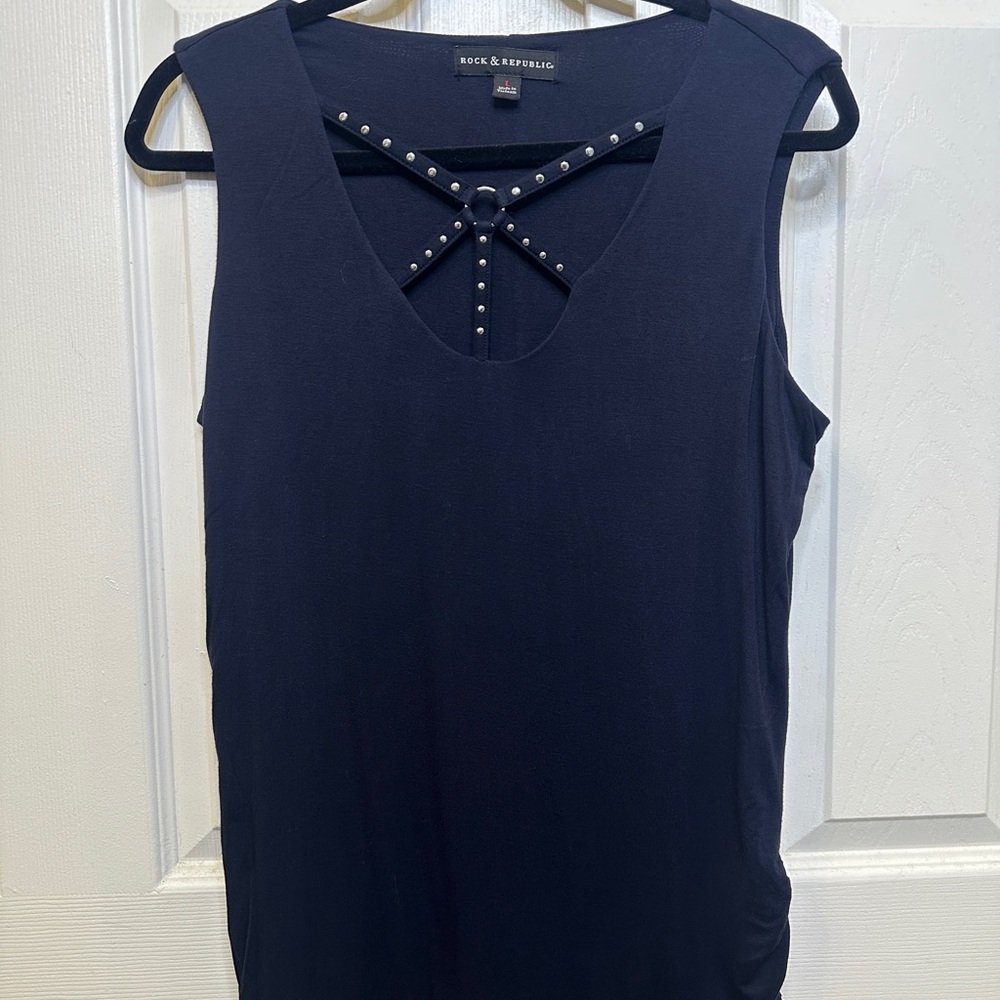 Y2K Rock & Republic Studded Star Cutout Tank Top Black Size L